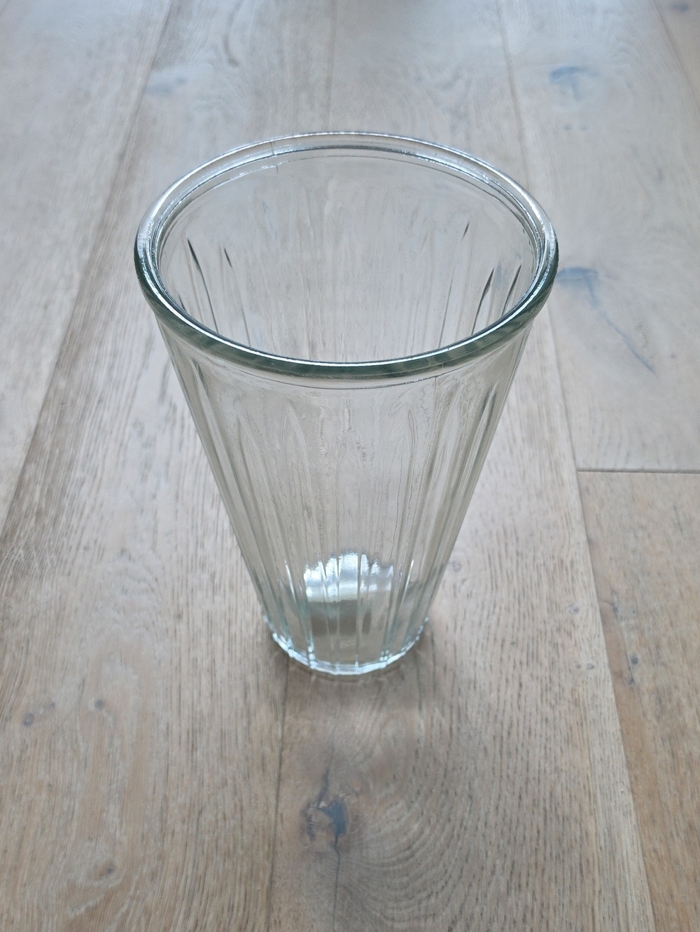 Clear Ribbed Glass Large Vase